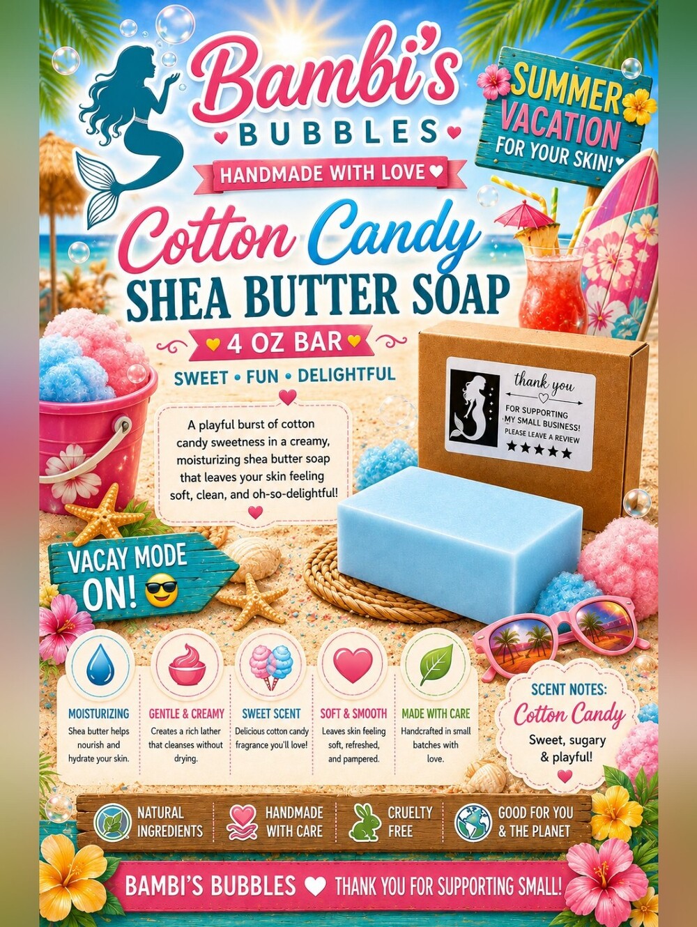 New! Hand Crafted Sugar Rush Collection 4oz Shea Butter Soap Assorted Scents - Picture 6 of 10
